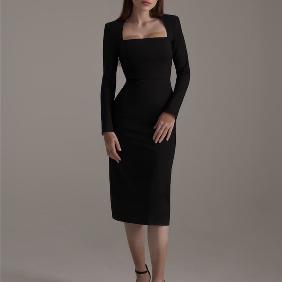 NWT Lichi Black Square Neck Midi Dress, S - Picture 1 of 10
